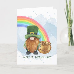 Söt Gnome Kruka med Guld Anpassad St Patrick's Day Helgkort