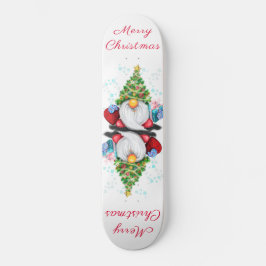 Söt Gnome med julgran hatt och present - Kul  Mini Skateboard Bräda 18,5 Cm