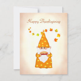Söt Gnome och höstlöv Thanksgiving Julkort