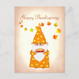 Söt Gnome och höstlöv Thanksgiving vykort
