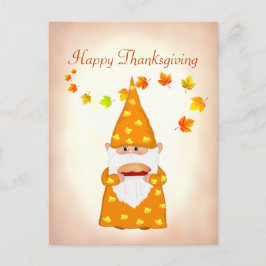 Söt Gnome och höstlöv Thanksgiving vykort