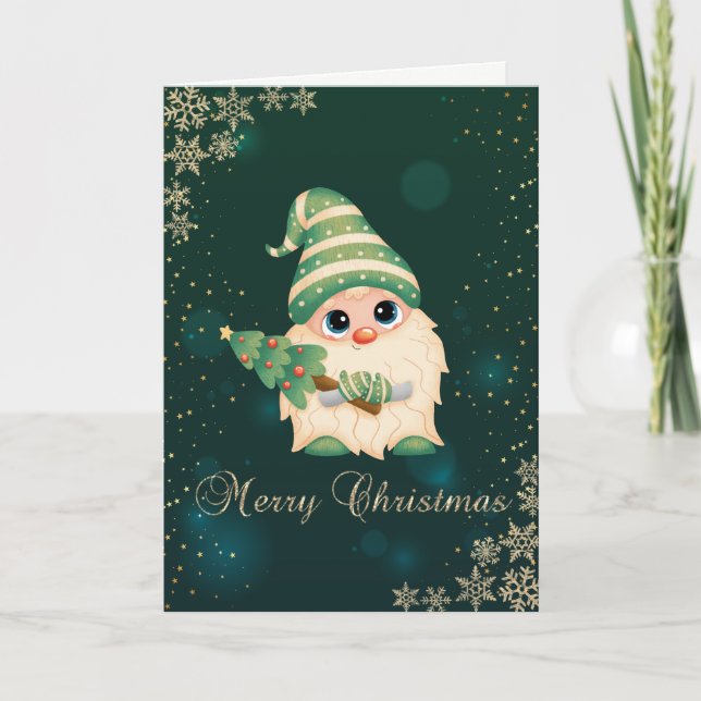 Söt Gnome Tall,Snöflingor Helgkort (Framsida)
