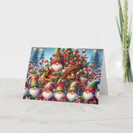 Söt Gnomfamilj Jul Helgkort