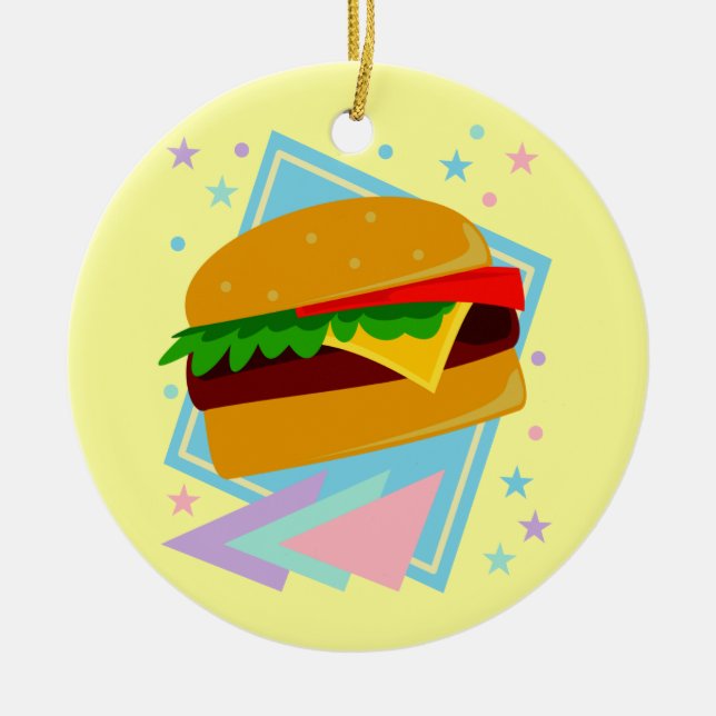 Söt God Hamburgare Julgransprydnad Keramik (Framsidan)
