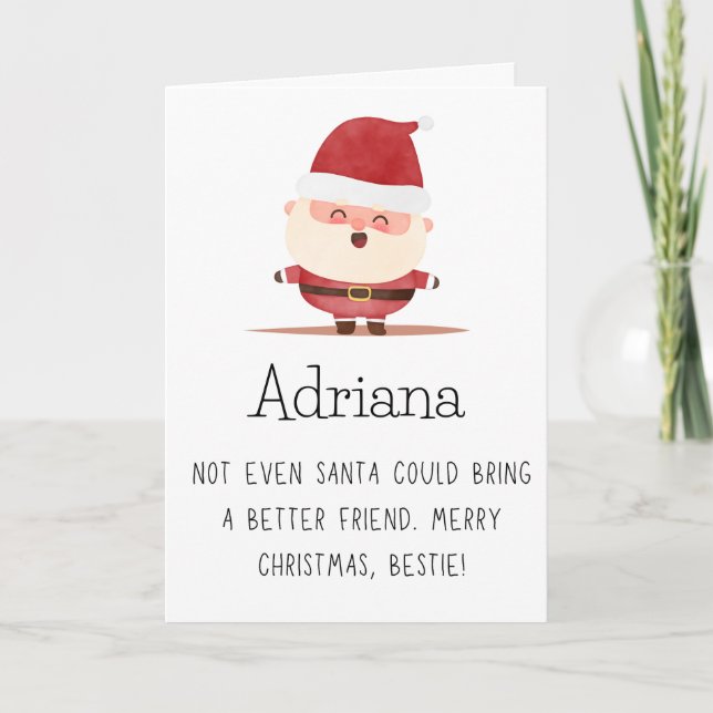 Söt God Jul Bästa Vän Namn Faltad Helgkort (Framsida)