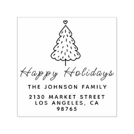 Söt God Jul Familjenamn Returadress Självfärgande Stämpel