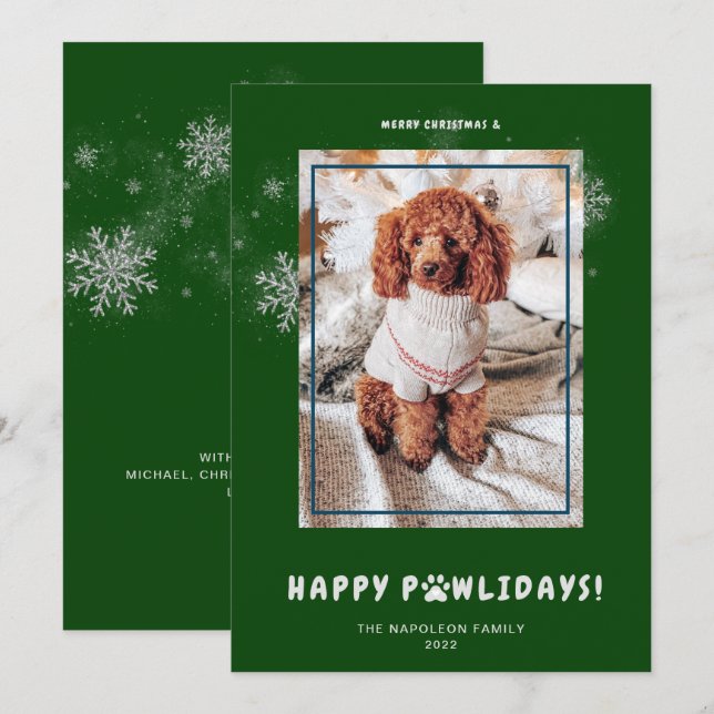 Söt God Jul Glad PAWlidays Husdjur Foto Ho Julkort (Fram/baksida)