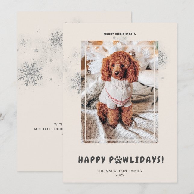 Söt God Jul Glad PAWlidays Husdjur Foto   Julkort (Fram/baksida)