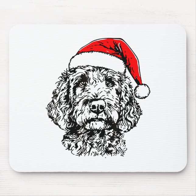 Söt God Jul Goldendoodle Tomte Jul  Musmatta (Framsidan)