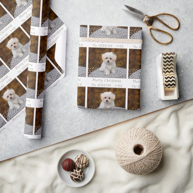 Söt God Jul Husdjur Hund Foto  Presentpapper (Hantverk)