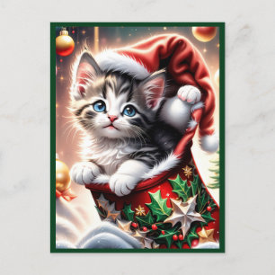 Söt God jul Kat-vykort Helg Vykort