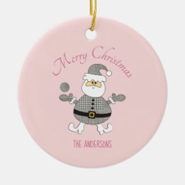 Söt God Jul Randig Mode Santa Julgransprydnad Keramik