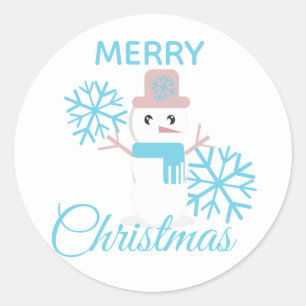 Söt God Jul Snöman Snöflingor Karaktär Runt Klistermärke
