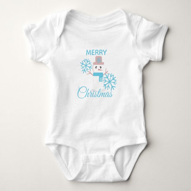 Söt God Jul Snöman Snöflingor Karaktär T Shirt (Framsida)