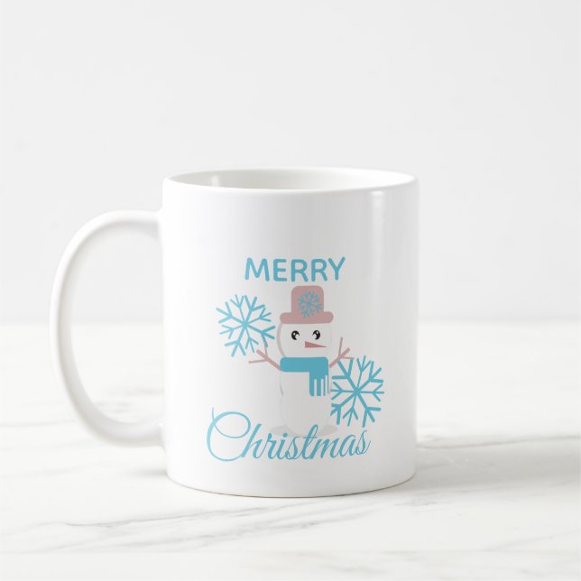 Söt God Jul Snömannen Snöflingor Karaktär  Kaffemugg (Vänster)