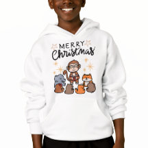 "Söt God Jul Tecknad Hoodie för Pojkar"