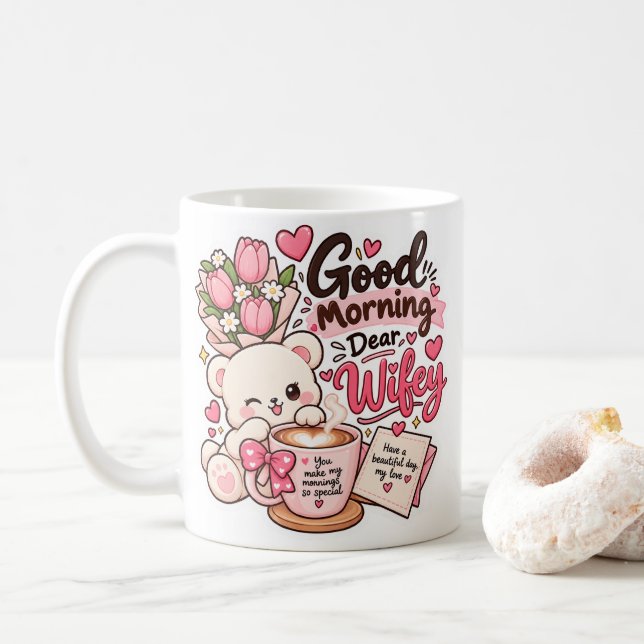 Söt "God Morgon Kära Fru" Kaffe Mugg (Med munk)