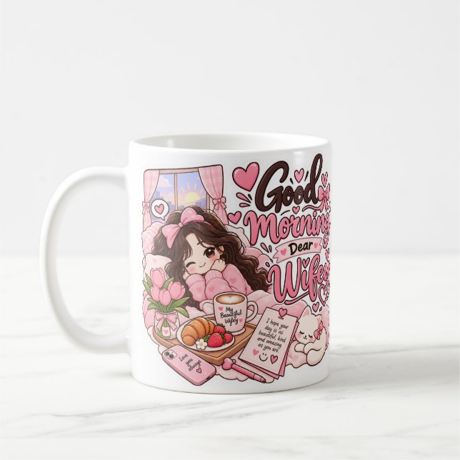 Söt "God Morgon Kära Fru" Kaffe Mugg (Vänster)
