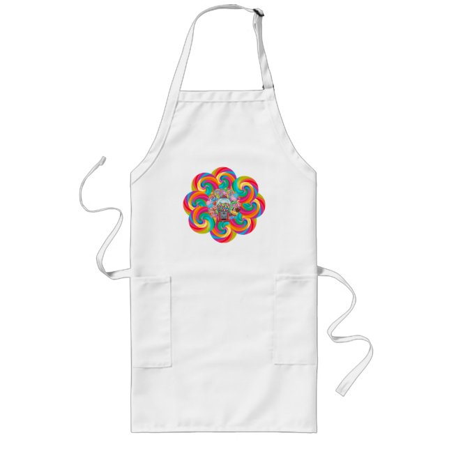 Söt godis-färgad apron för kvinnor. långt förkläde (Framsidan)
