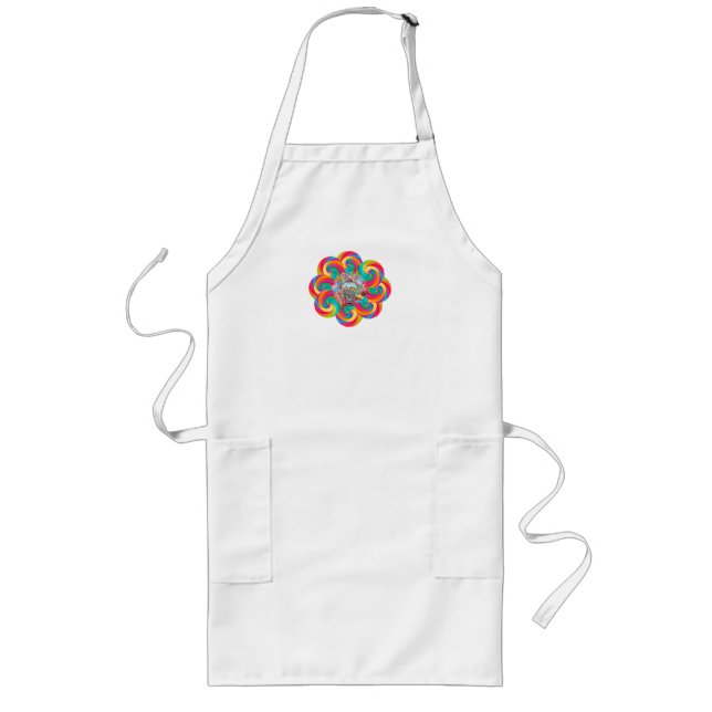 Söt godis-färgad apron för kvinnor. långt förkläde (Framsidan)