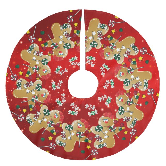Söt godis för pepparkakajul julgransmatta borstad polyester (Framsidan)
