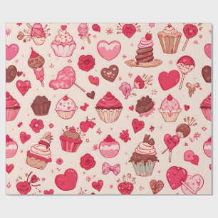 Söt godis och sötsaker sömlöst valentinmönster presentpapper