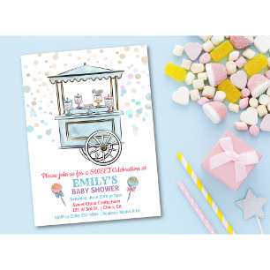 Söt Godisaffär Baby Shower Inbjudan