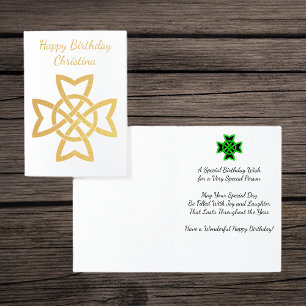 Söt Gold Foil Irish Celtic Knot Birthday Wish Folierat Kort