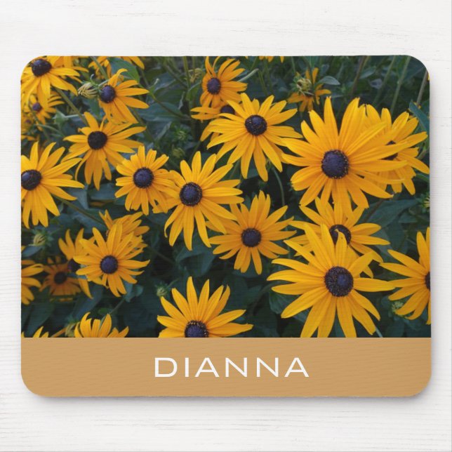söt golden daisy blommor, lägg till ditt namn musmatta (Framsidan)