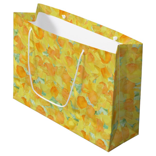 Söt Golden Gult Daffodils Large Gift Bag (Framsidan Vinklad)