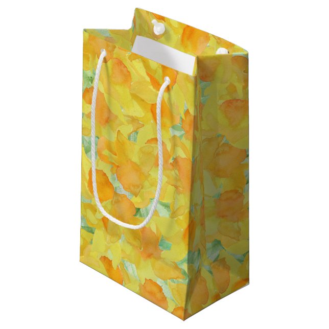 Söt Golden Gult Daffodils Small Gift Bag (Framsidan Vinklad)
