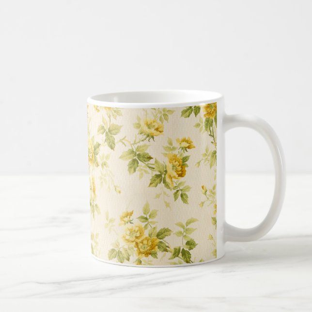 Söt Golden Gult Farmhouse Blommigt Kaffemugg (Höger)