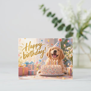 Söt Golden Retriever Glad födelsedag Postkort Vykort