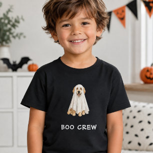 Söt Golden Retriever Halloween Ghost Boo Crew T Shirt