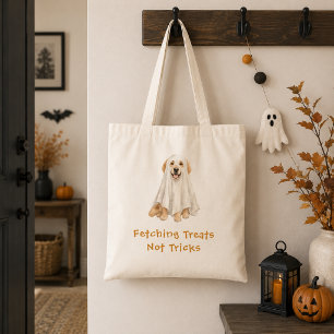 Söt Golden Retriever Halloween-spöke Lurar på gods Tygkasse