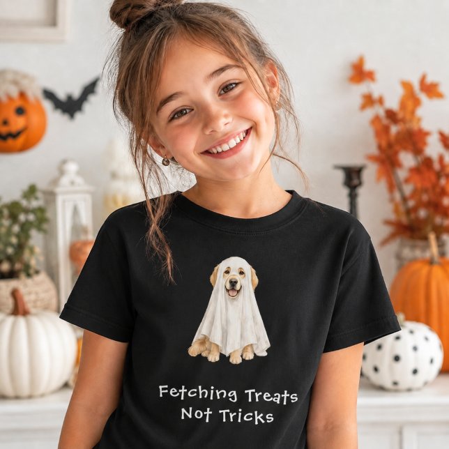 Söt Golden Retriever Halloween-spöke T Shirt (Skapare uppladdad)
