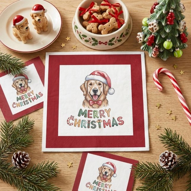 Söt Golden Retriever Hund Jul Pappersservett (Skapare uppladdad)