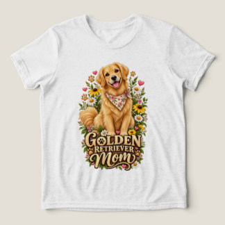 Söt Golden Retriever Mamma Blommig Hundälskare T Shirt