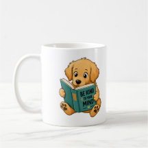 Söt Golden Retriever som läser bok-mugg