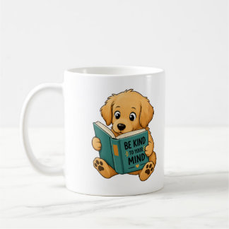 Söt Golden Retriever som läser bok-mugg Kaffemugg