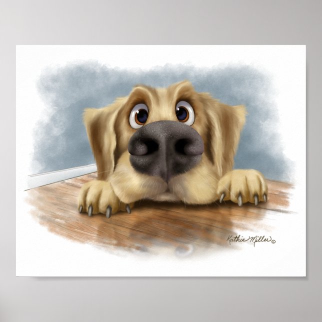 Söt Golden Retriever- tecknad film Poster (Framsidan)