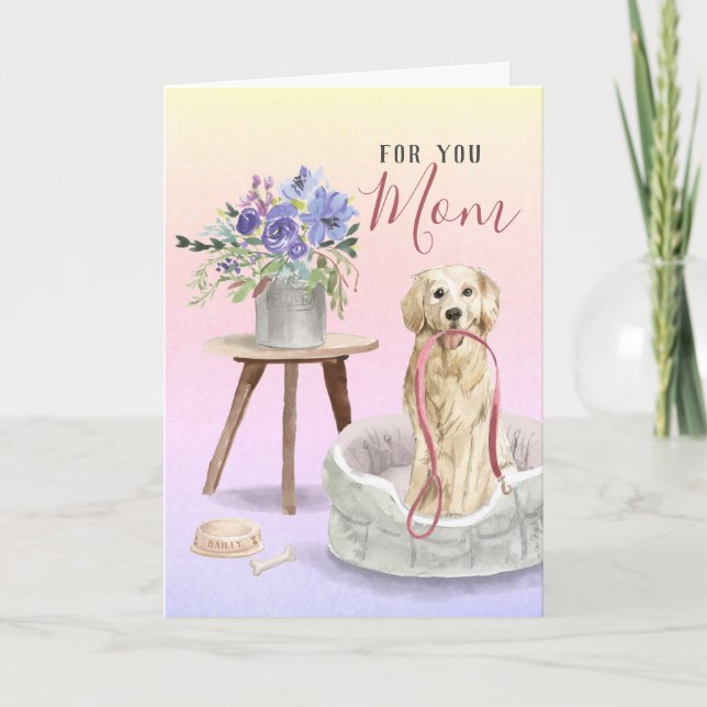 Söt Golden Retriever Vattenfärg Glad Födelsedag Kort (Framsida)
