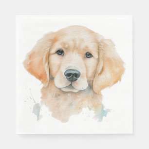 Söt Golden Retriever Vattenfärg Valp Hund Pappersservett