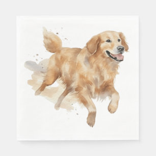 Söt Golden Retriever Vattenfärg Valp Hund Pappersservett