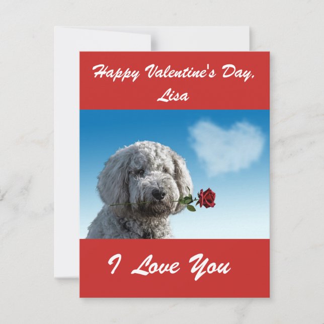 SÖT GOLDENDOODLE ANPASSAD VALENTINSDAG JULKORT (Framsida)