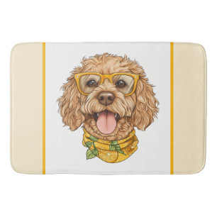 Söt Goldendoodle Hund Solglasögon Apelsiner Badrumsmatta