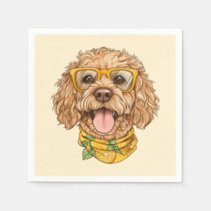 Söt Goldendoodle Hund Solglasögon Apelsiner Pappersservett