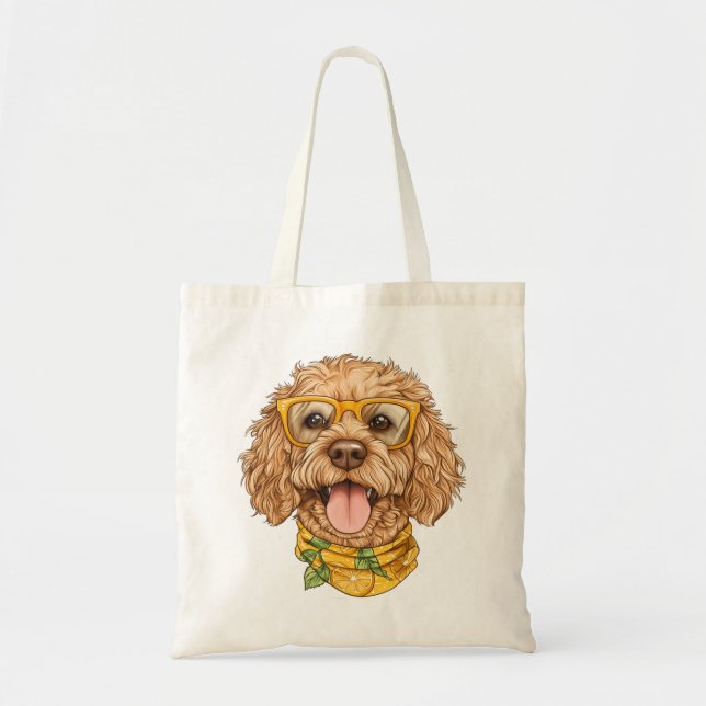Söt Goldendoodle Hund Solglasögon Apelsiner Tygkasse (Framsidan)