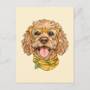 Söt Goldendoodle Hund Solglasögon Apelsiner Vykort