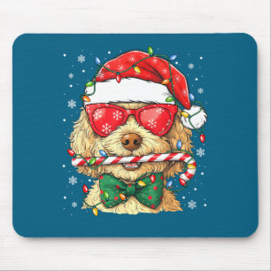 Söt Goldendoodle Tomtehatt Julbelysning Goldendood Musmatta